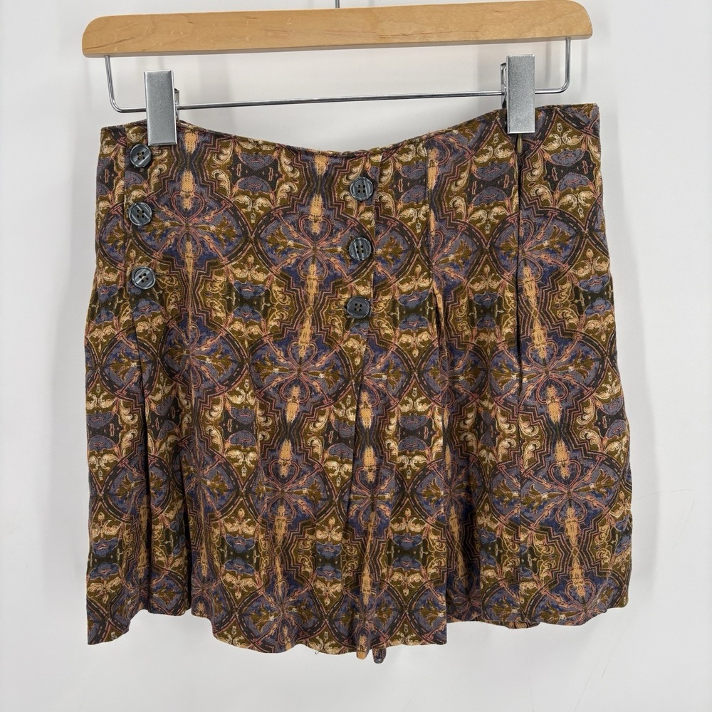 Free People Lovers Lane Lined Pleated Mini Skirt Size 4 28" Side Zip Boho